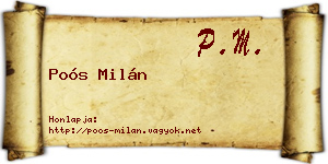Poós Milán névjegykártya